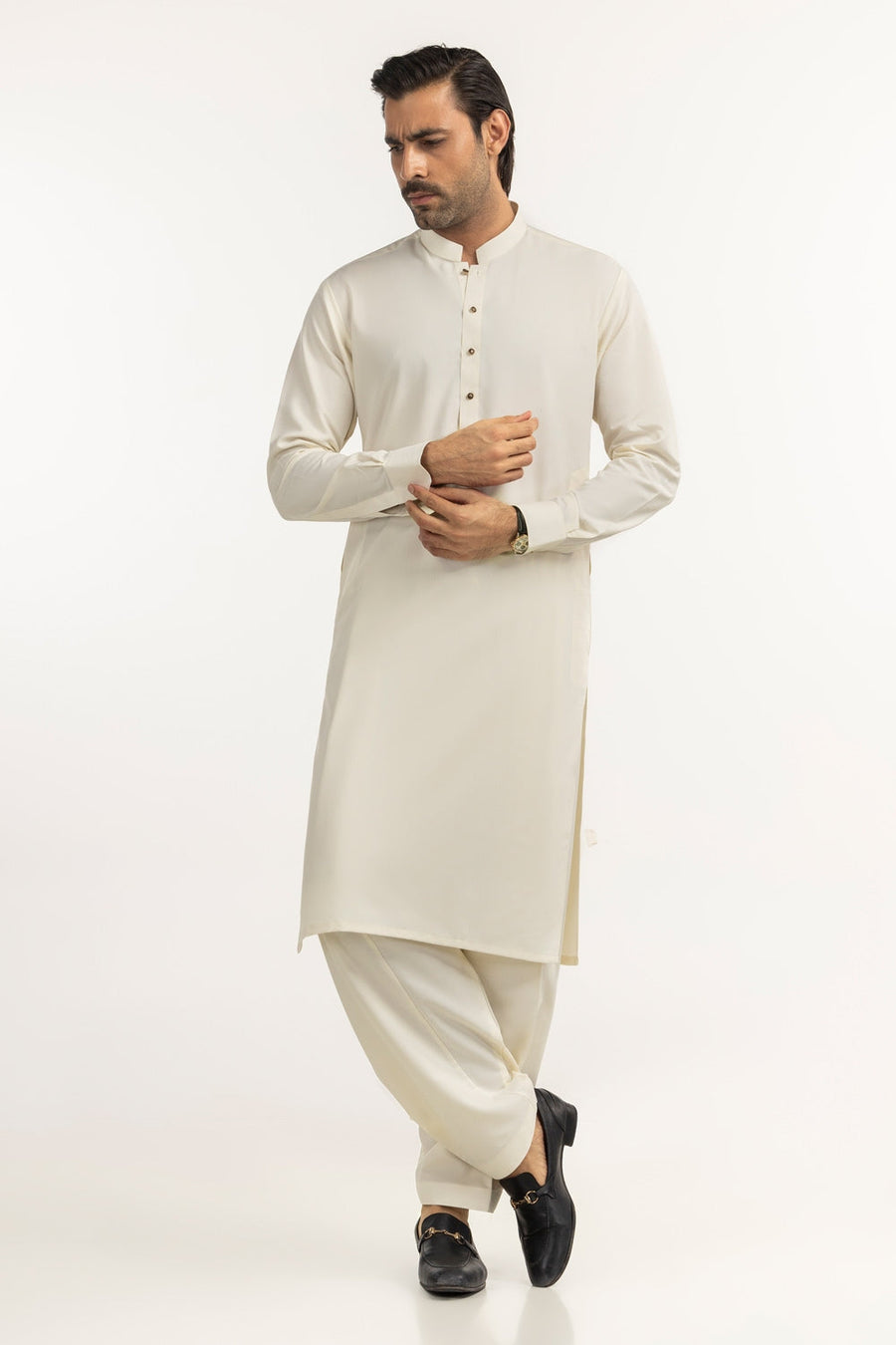 Lilac Cotton 2-Piece Kurta Set | Half-Button Placket