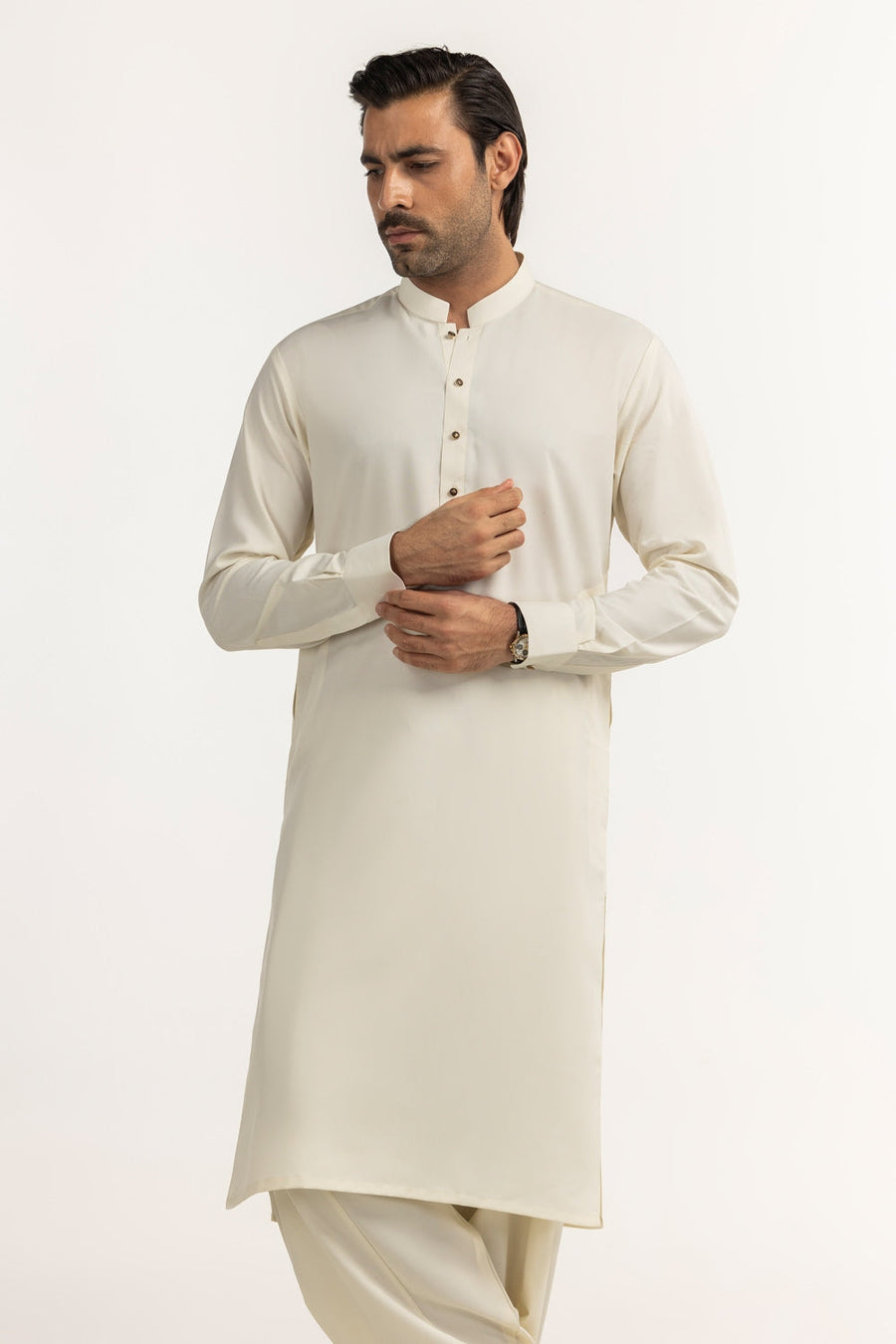 Lilac Cotton 2-Piece Kurta Set | Half-Button Placket