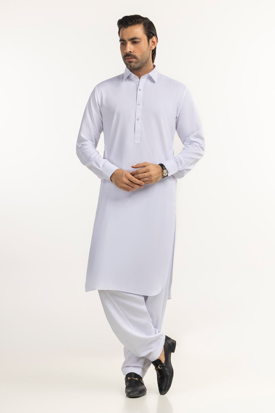 Lilac Cotton 2-Piece Kurta Set | Half-Button Placket