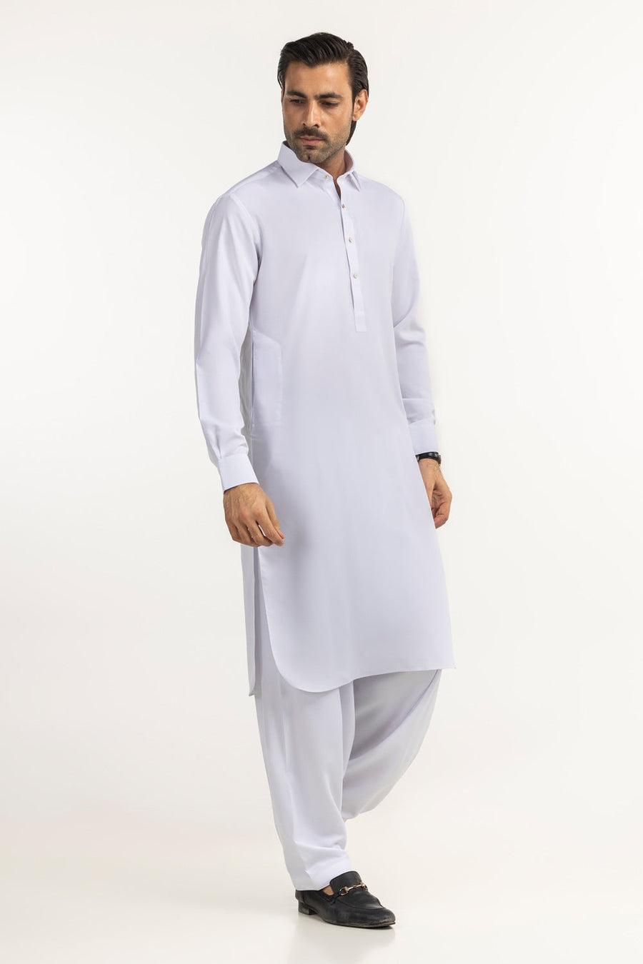 Lilac Cotton 2-Piece Kurta Set | Half-Button Placket