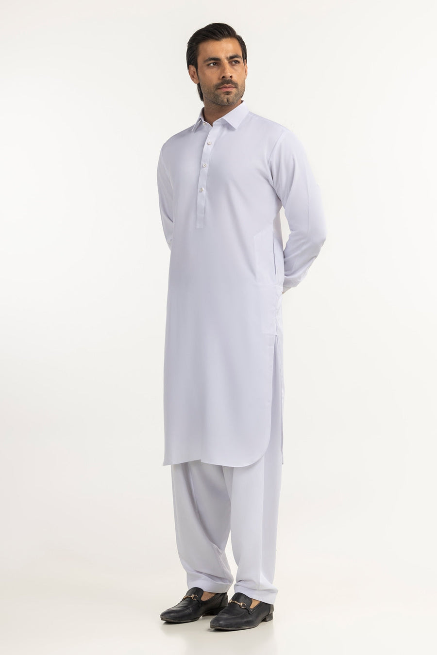 Lilac Cotton 2-Piece Kurta Set | Half-Button Placket