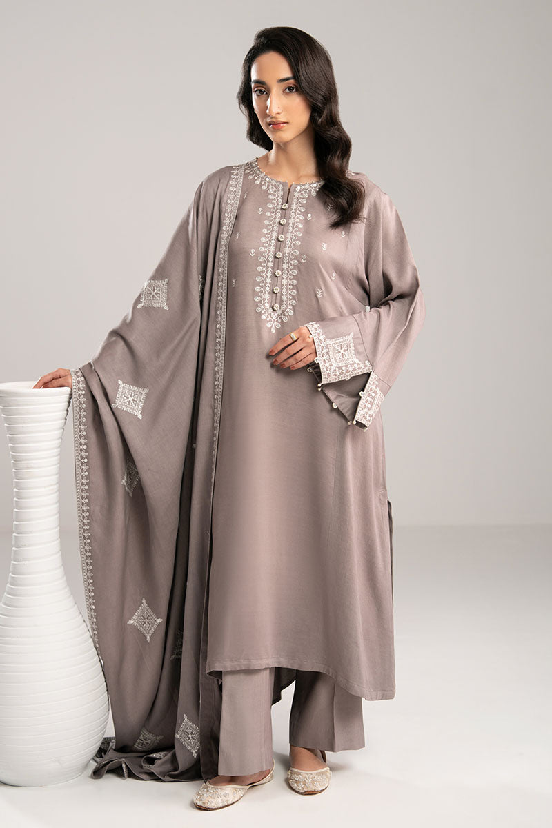 GRAY DUST-2PC(SHIRT & DUPPATA) - Pehnaawaa
