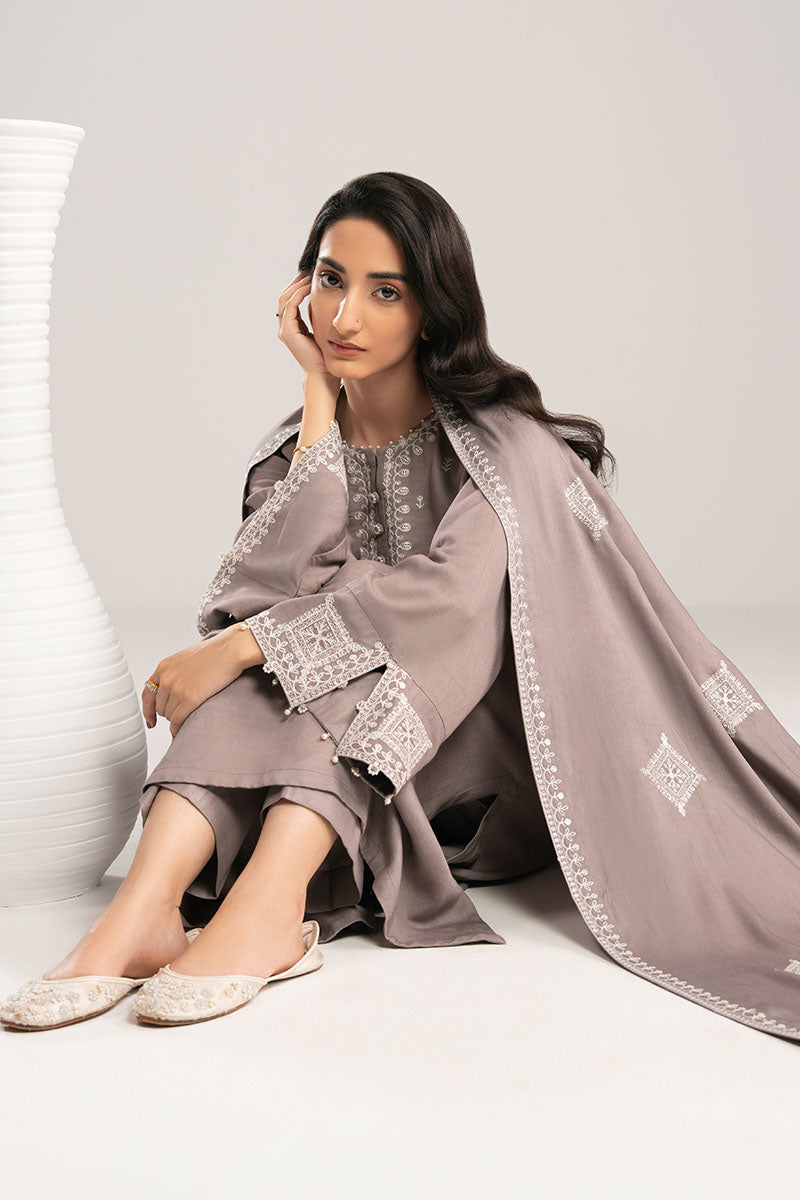 GRAY DUST-2PC(SHIRT & DUPPATA) - Pehnaawaa