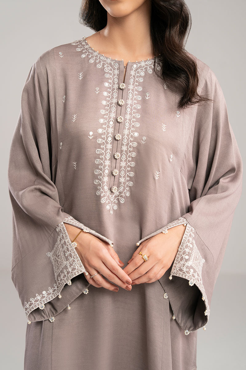 GRAY DUST-2PC(SHIRT & DUPPATA) - Pehnaawaa