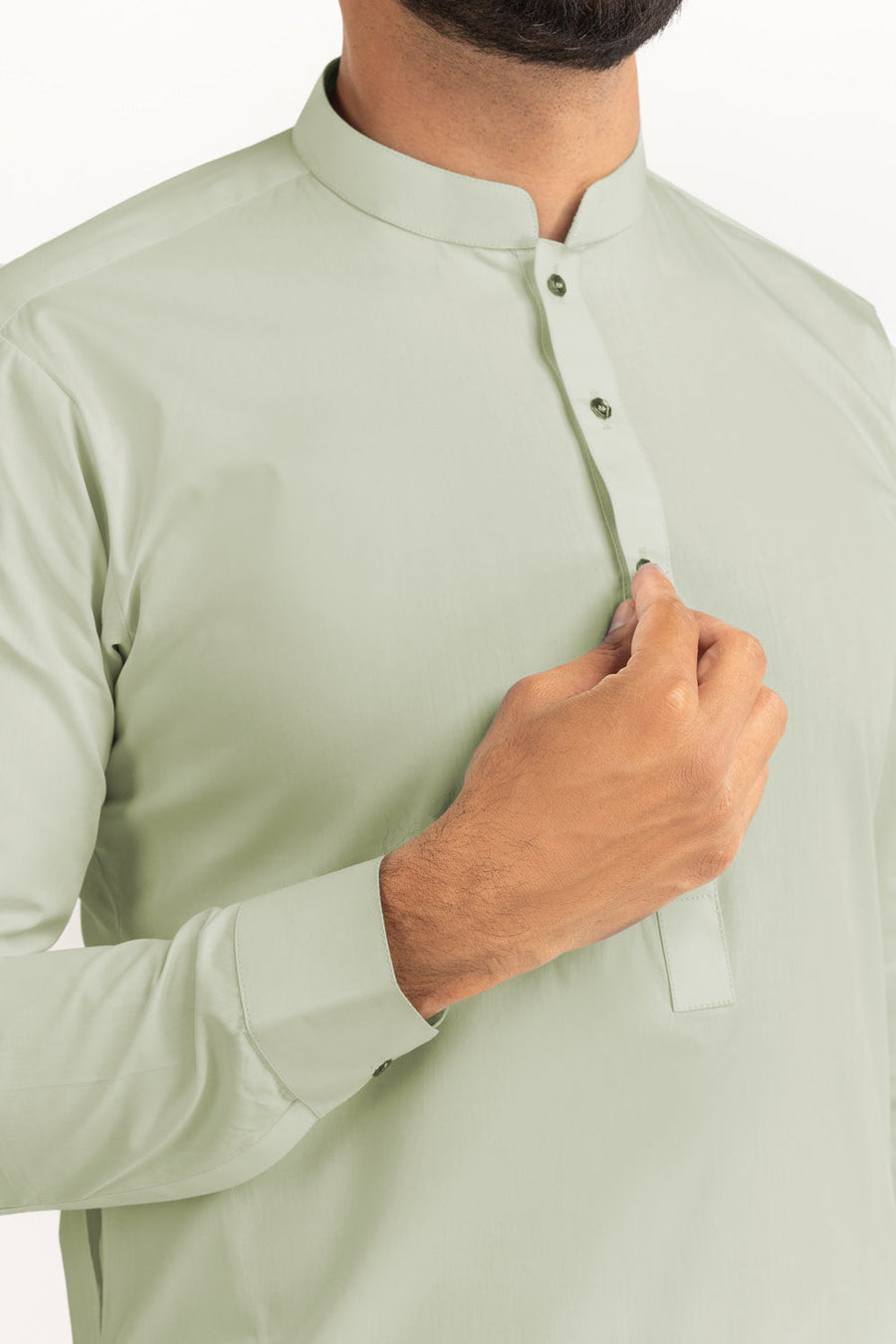 Off-White Cotton 2-Piece Kurta | Minimalist Button-Front Design