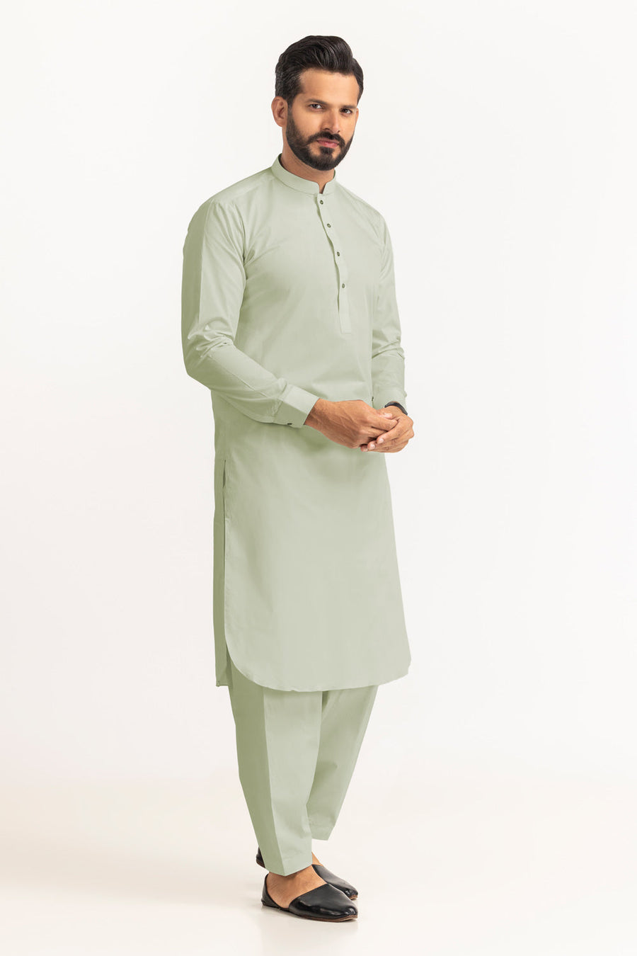 Off-White Cotton 2-Piece Kurta | Minimalist Button-Front Design
