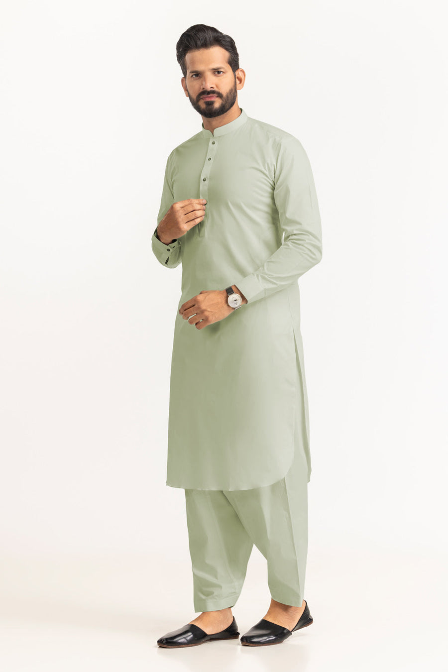 Off-White Cotton 2-Piece Kurta | Minimalist Button-Front Design