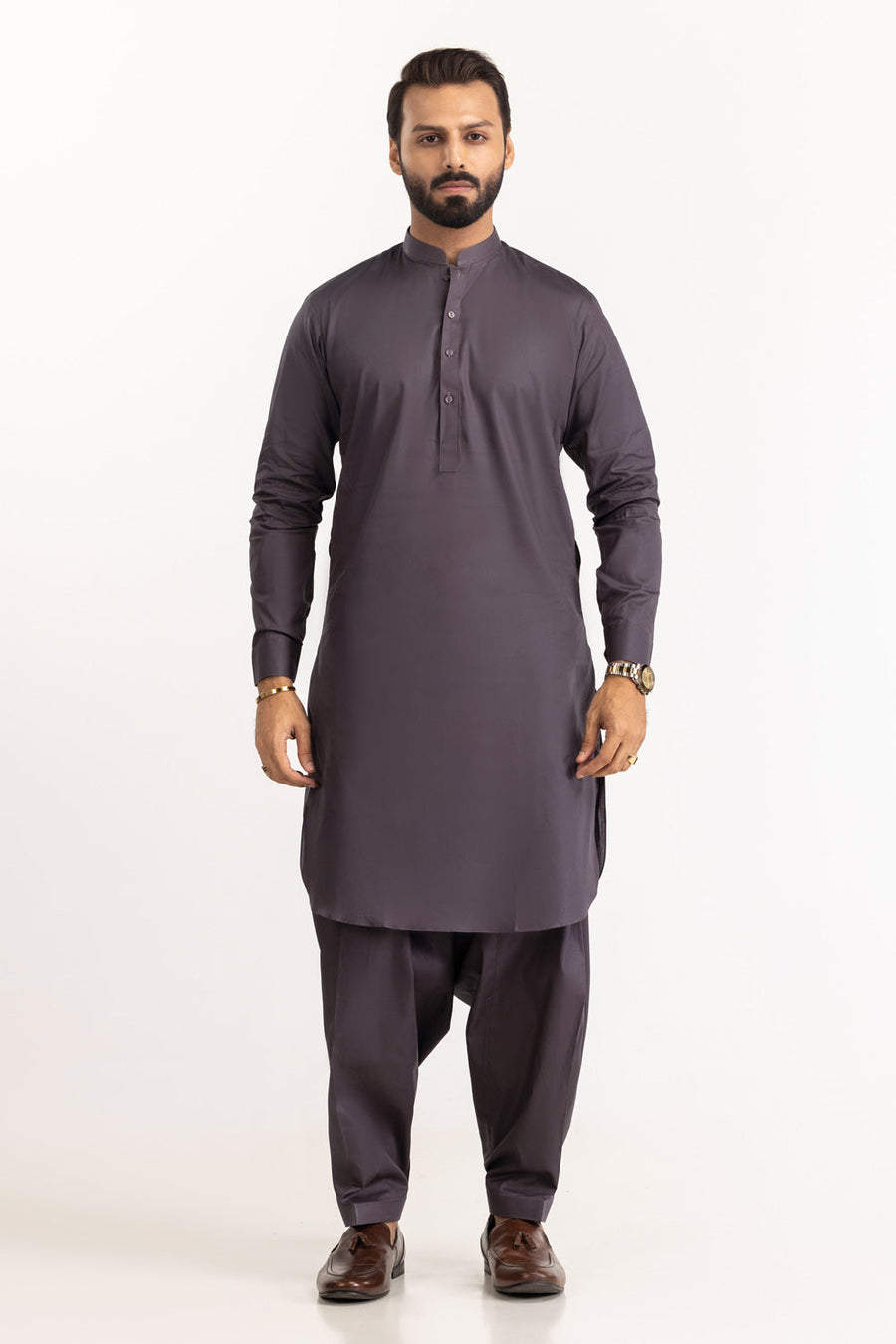 Off-White Cotton 2-Piece Kurta | Minimalist Button-Front Design
