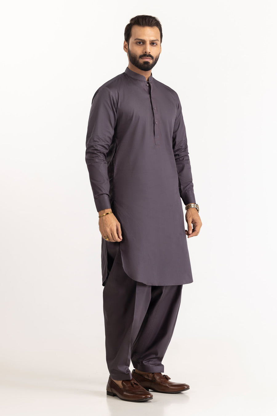 Off-White Cotton 2-Piece Kurta | Minimalist Button-Front Design