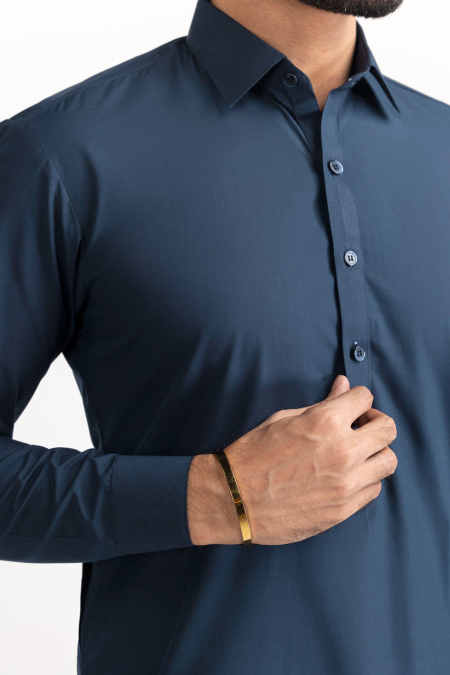 Off-White Cotton 2-Piece Kurta | Minimalist Button-Front Design