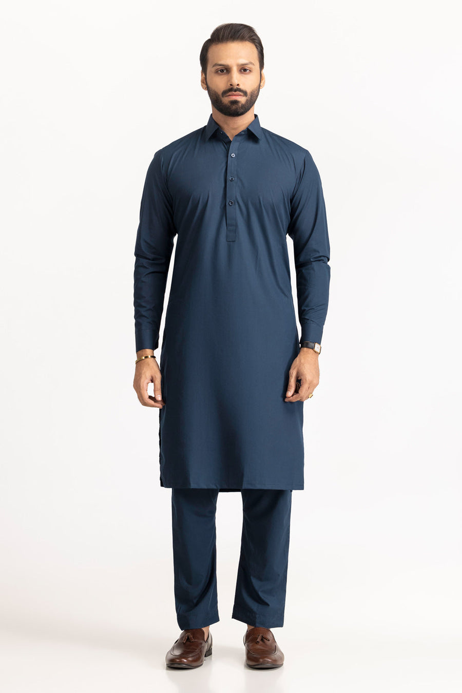 Off-White Cotton 2-Piece Kurta | Minimalist Button-Front Design