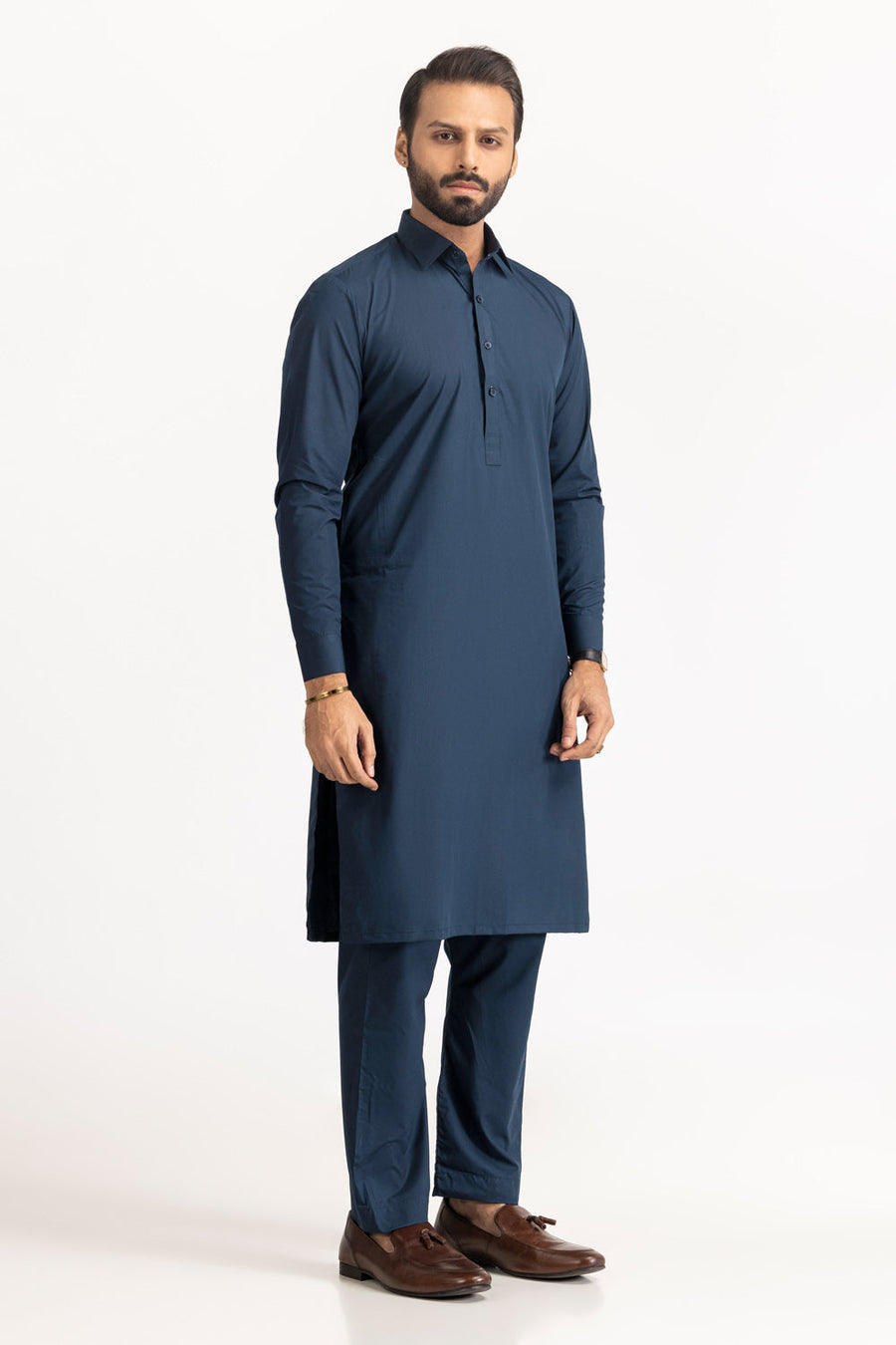 Off-White Cotton 2-Piece Kurta | Minimalist Button-Front Design