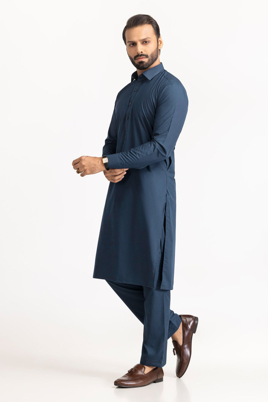 Off-White Cotton 2-Piece Kurta | Minimalist Button-Front Design