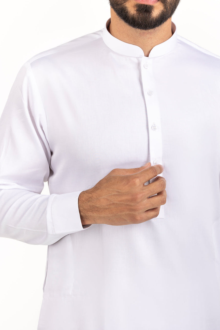 Off-White Cotton 2-Piece Kurta | Minimalist Button-Front Design
