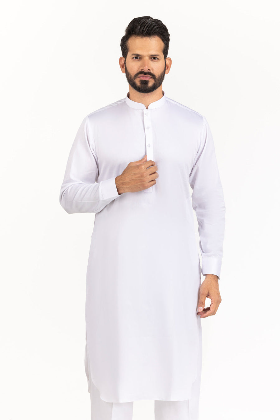 Off-White Cotton 2-Piece Kurta | Minimalist Button-Front Design