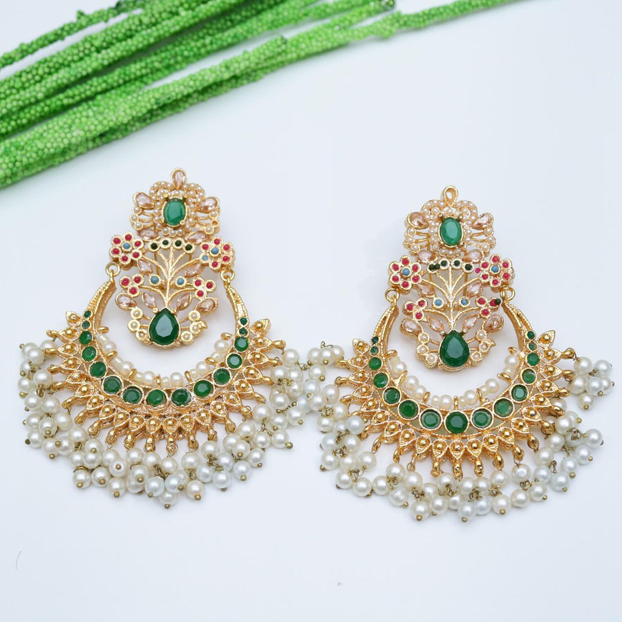 Exquisite Nauratan Earrings - Pehnaawaa