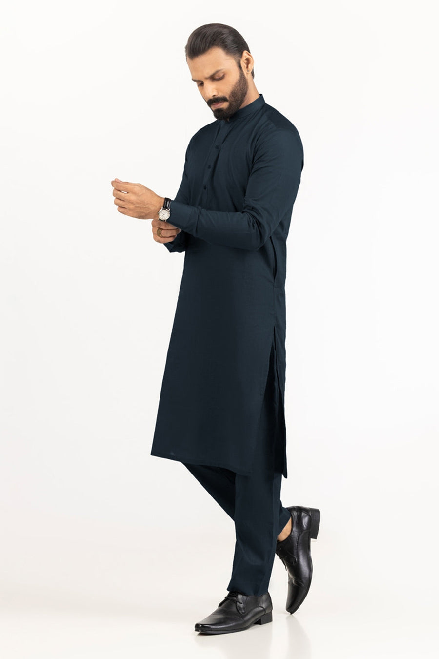Off-White Cotton 2-Piece Kurta Pajama | Button-Front Tunic Cut