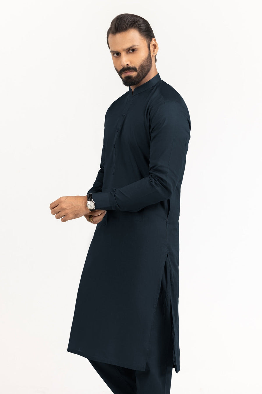 Off-White Cotton 2-Piece Kurta Pajama | Button-Front Tunic Cut