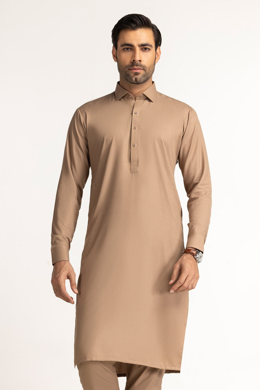 Off-White Cotton 2-Piece Kurta Pajama | Button-Front Tunic Cut