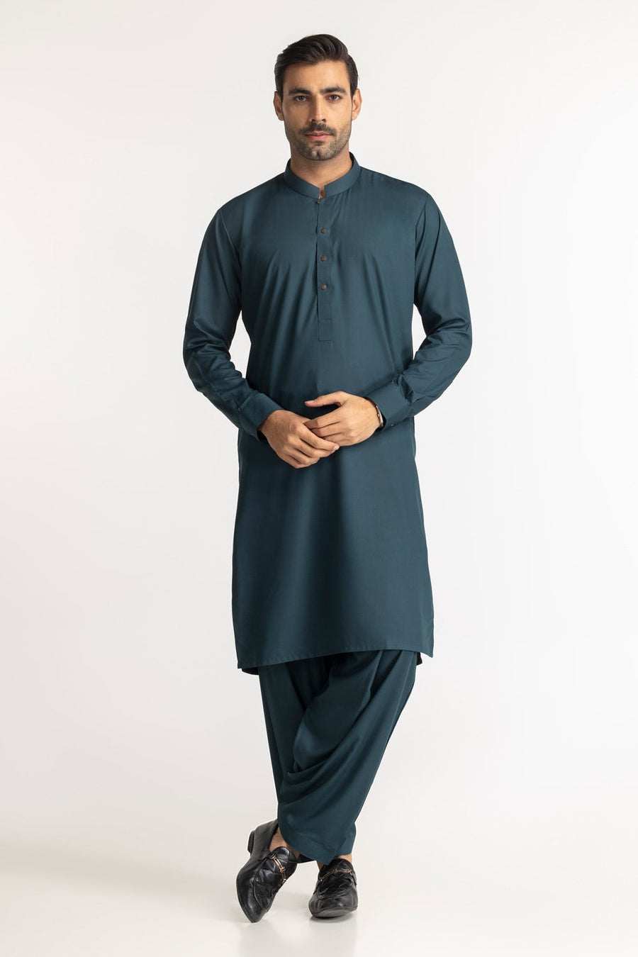 Off-White Cotton 2-Piece Kurta Pajama | Button-Front Tunic Cut