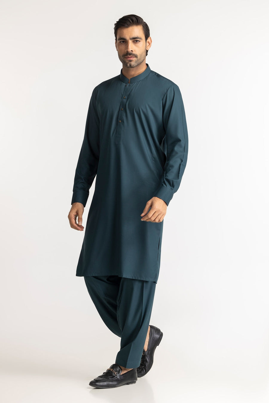 Off-White Cotton 2-Piece Kurta Pajama | Button-Front Tunic Cut