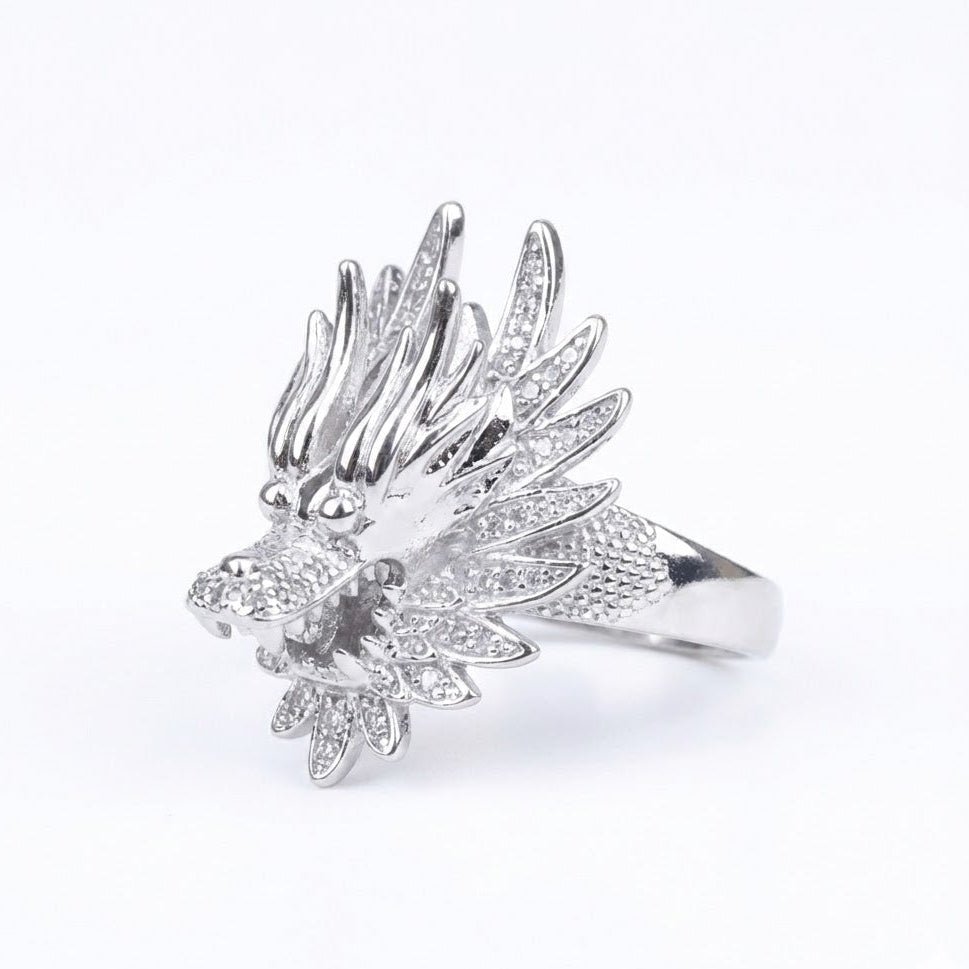 Silver Dragon Head Ring