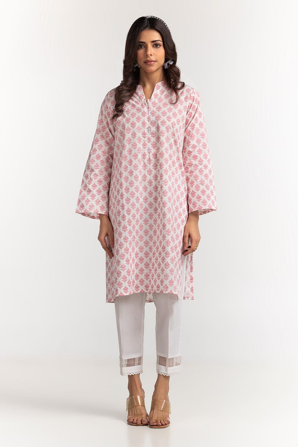 Tea Pink Cambric Cotton 2-Piece Salwar Kameez | Block Print