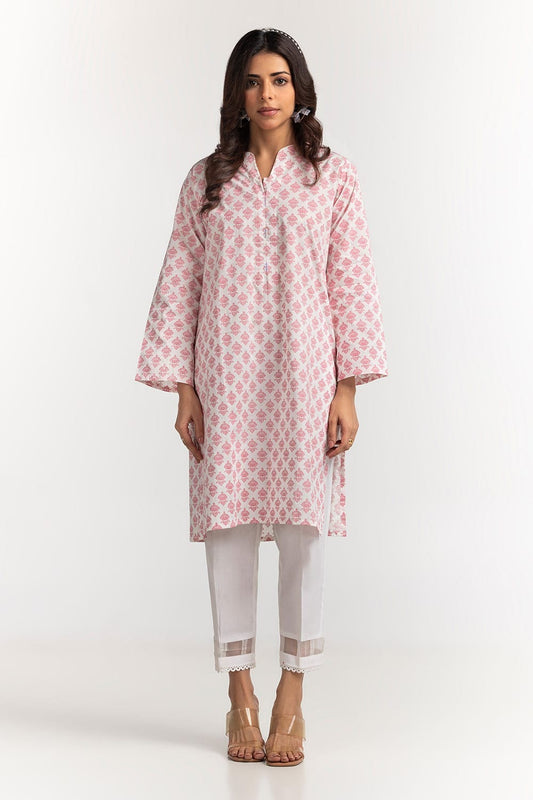 Tea Pink Cambric Cotton 2-Piece Salwar Kameez | Block Print - Pehnaawaa