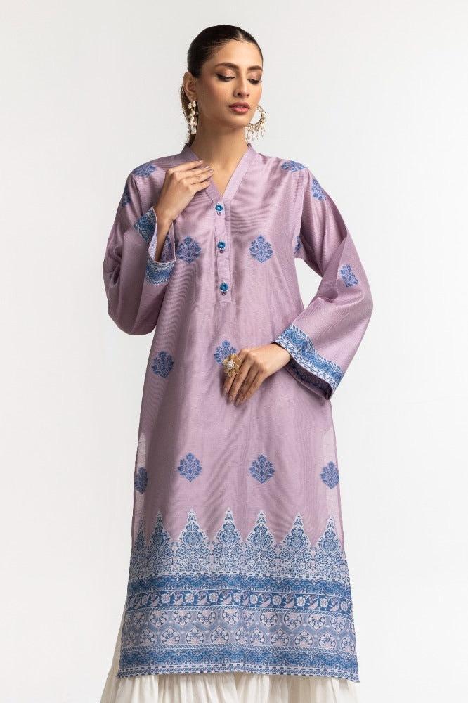 Lilac Viscose 2-Piece Salwar Kameez | Resham Embroidery