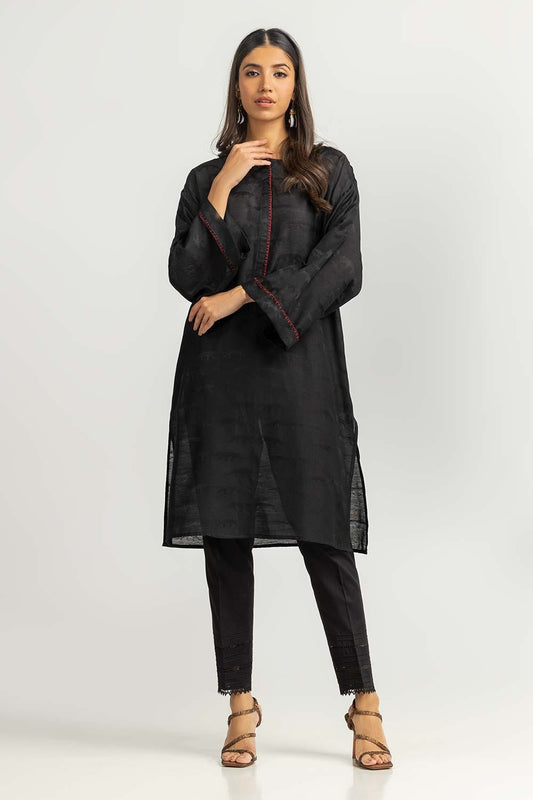 Midnight Linen 2-Piece Shirt | Resham Thread Placket