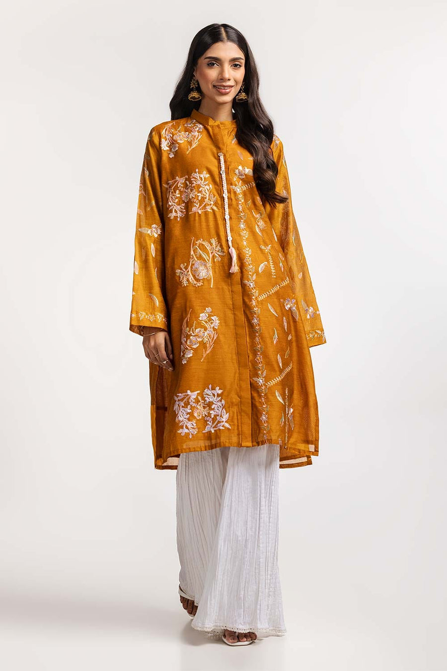 Mulberry Silk Cotton Blend Shirt Embroidered
