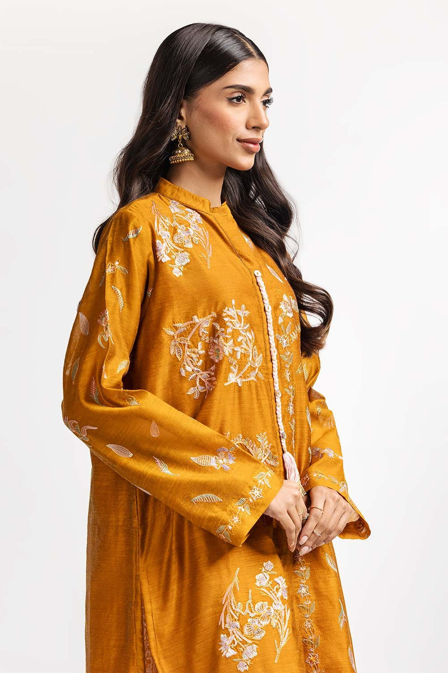 Mulberry Silk Cotton Blend Shirt Embroidered