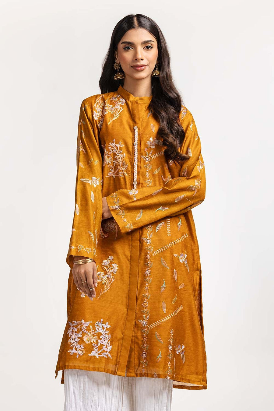 Mulberry Silk Cotton Blend Shirt Embroidered