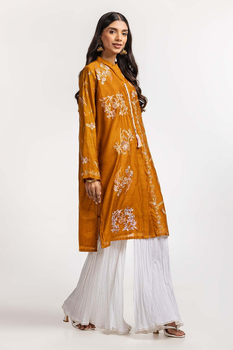 Mulberry Silk Cotton Blend Shirt Embroidered