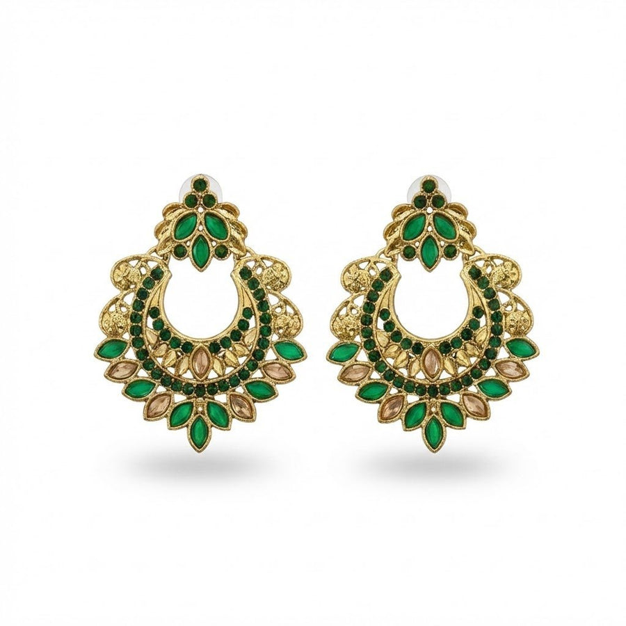 Gold Crescent Moon Drop Earrings - Pehnaawaa