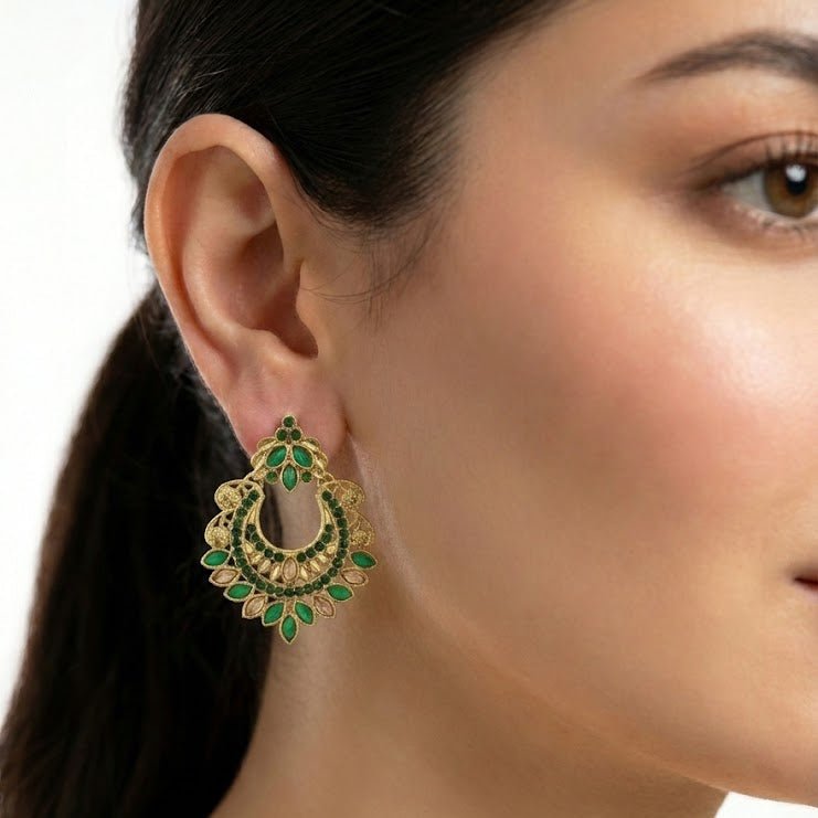 Gold Crescent Moon Drop Earrings - Pehnaawaa