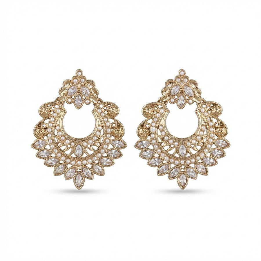 Gold Crescent Moon Drop Earrings - Pehnaawaa