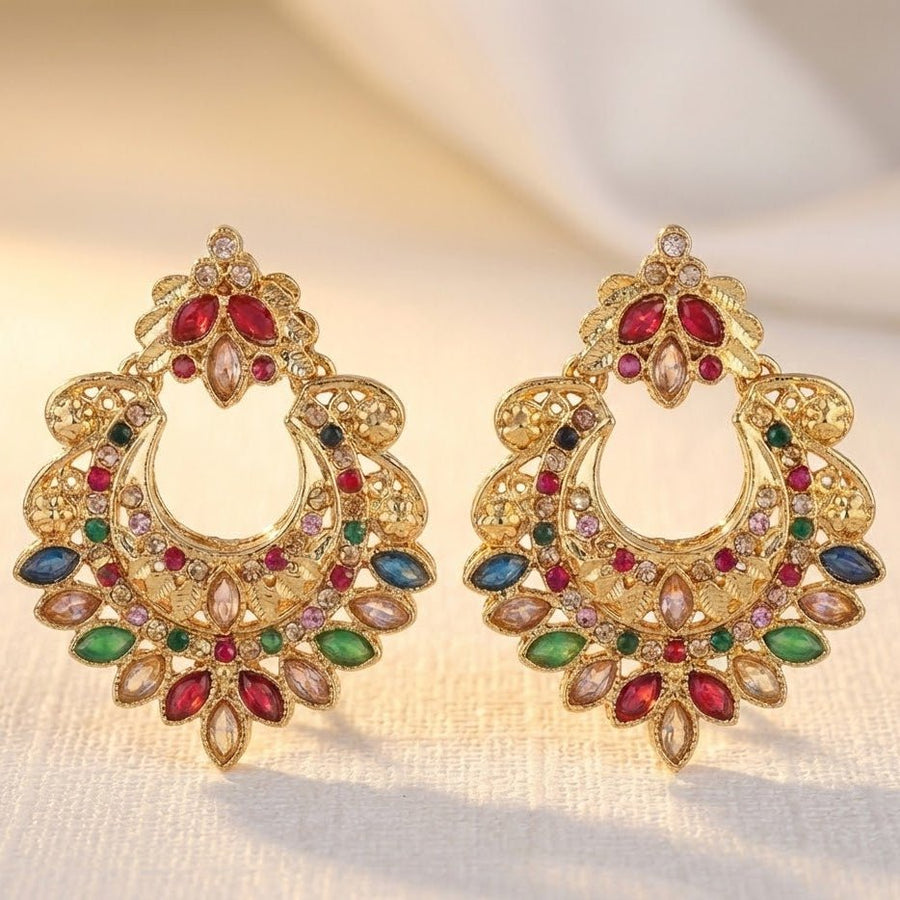Gold Crescent Moon Drop Earrings - Pehnaawaa