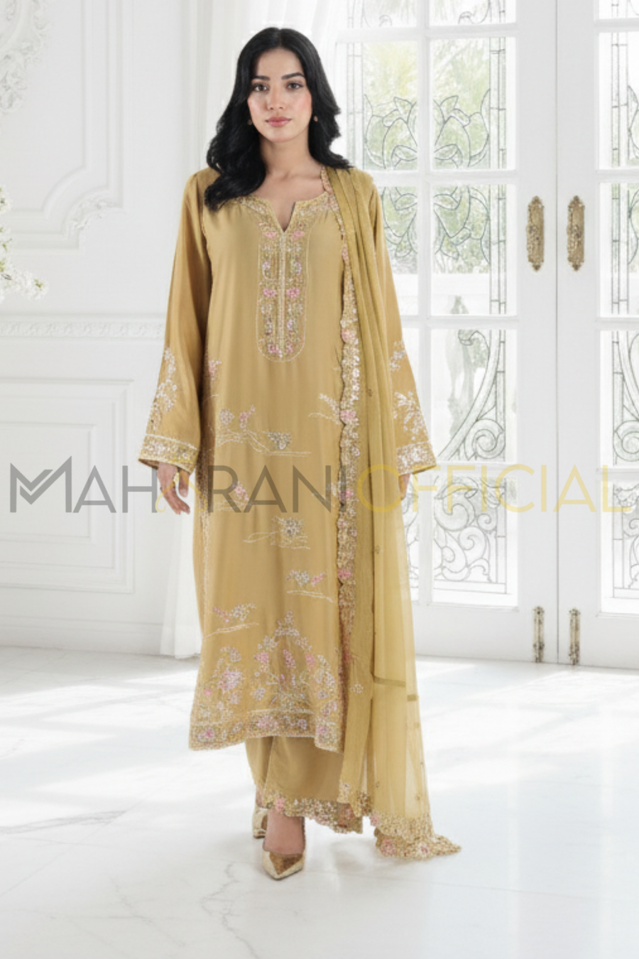 Golden Dream 3 piece Embroidered Stitched suit