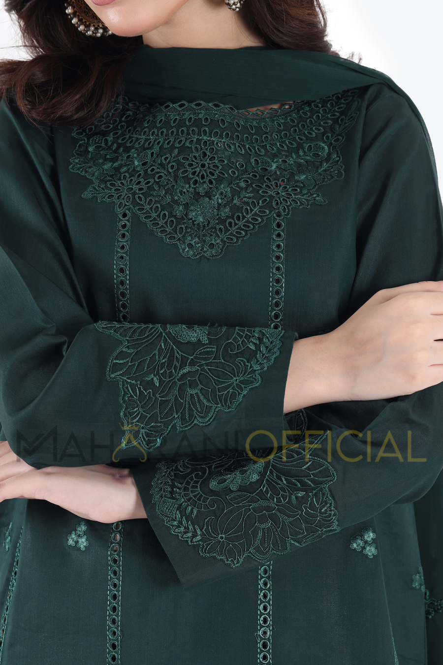 Green Allure 3 piece Embroidered Stitched suit