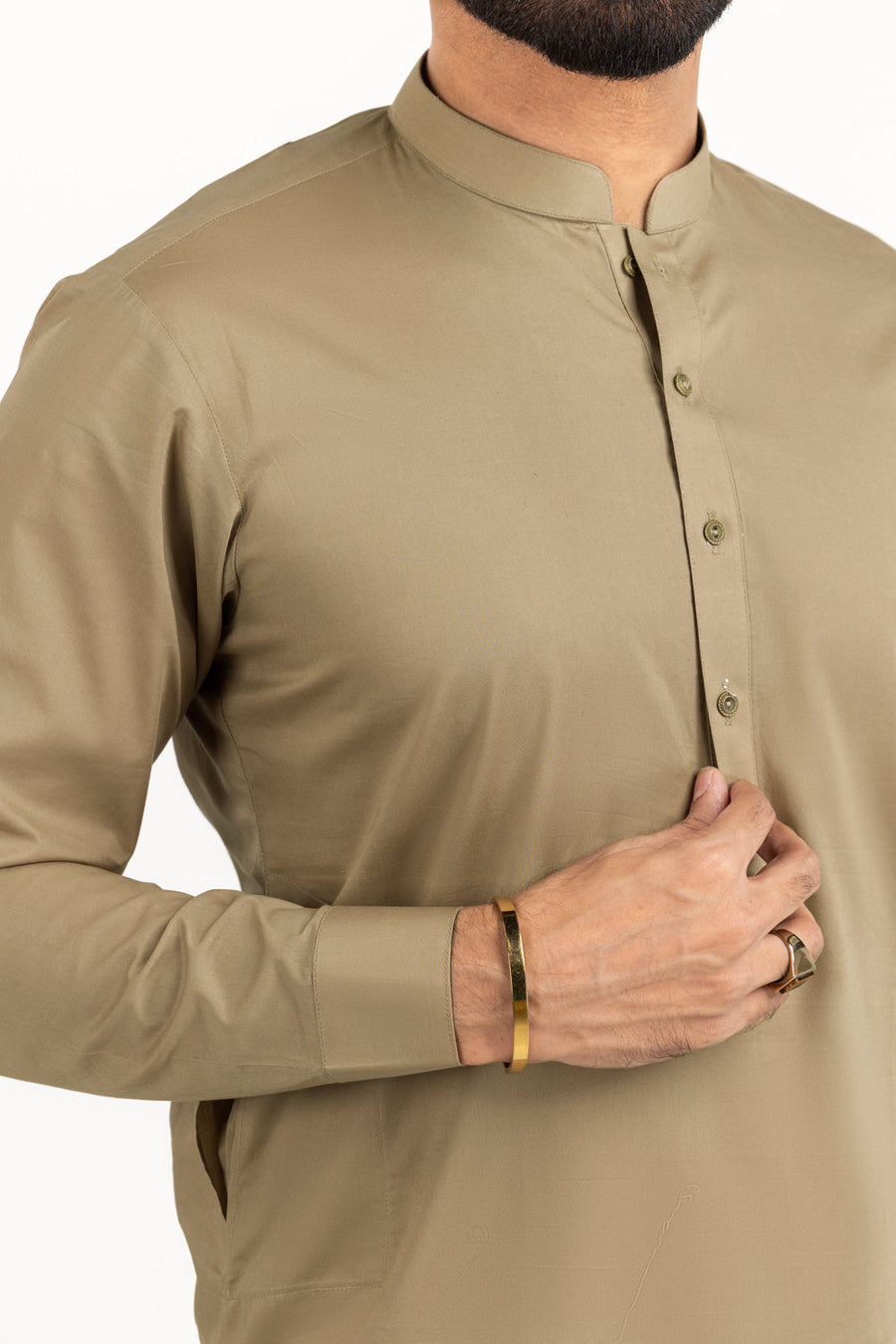 Sage Linen 2-Piece Kurta Set | Mandarin Collar