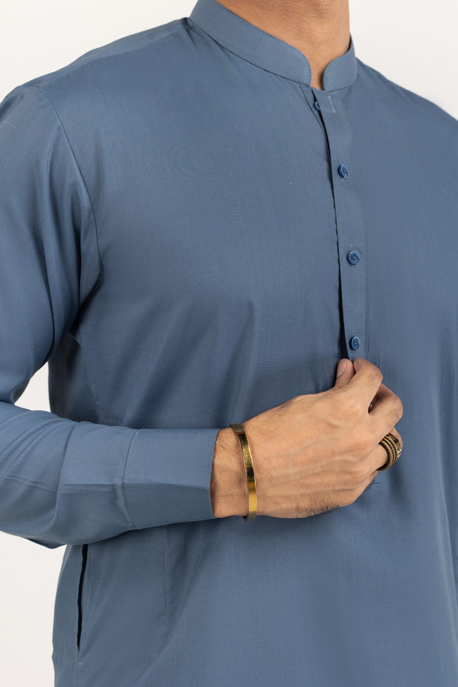 Sage Linen 2-Piece Kurta Set | Mandarin Collar