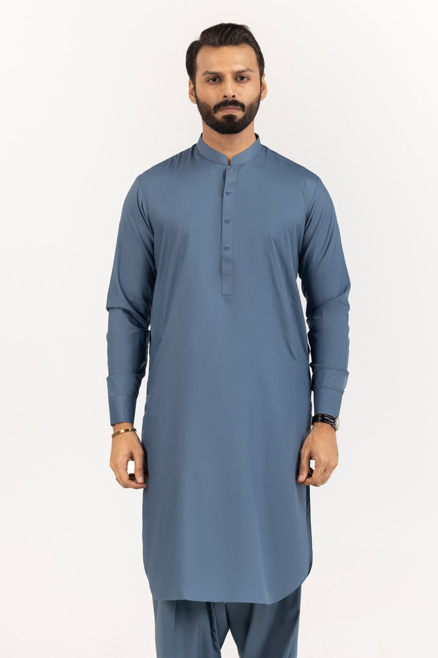 Sage Linen 2-Piece Kurta Set | Mandarin Collar