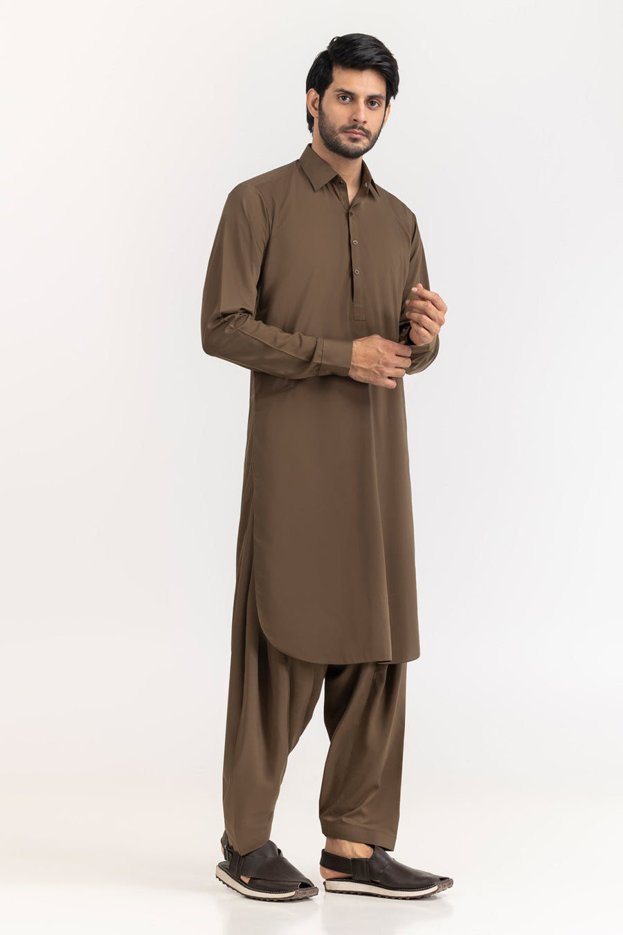 Sage Linen 2-Piece Kurta Set | Mandarin Collar