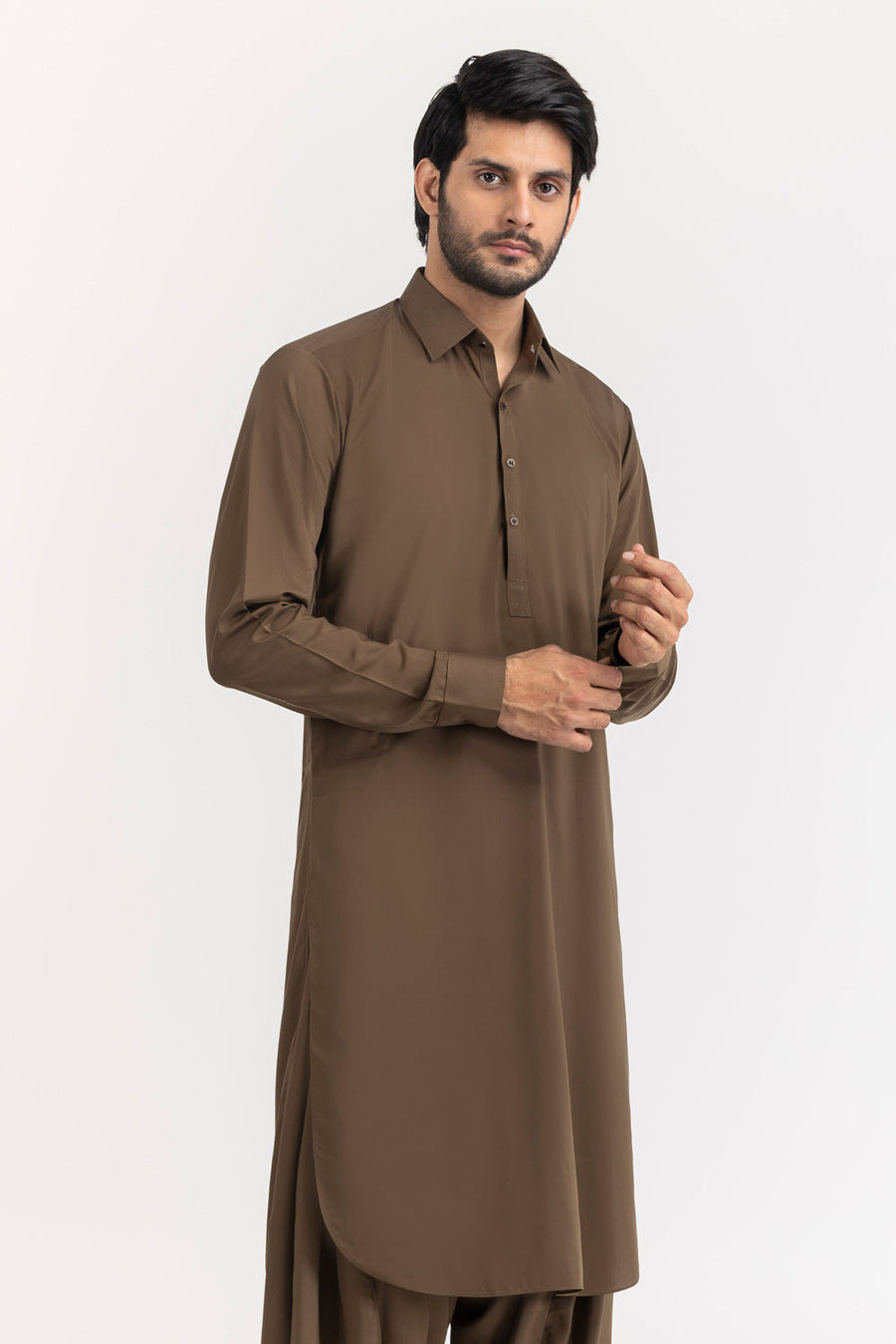 Sage Linen 2-Piece Kurta Set | Mandarin Collar