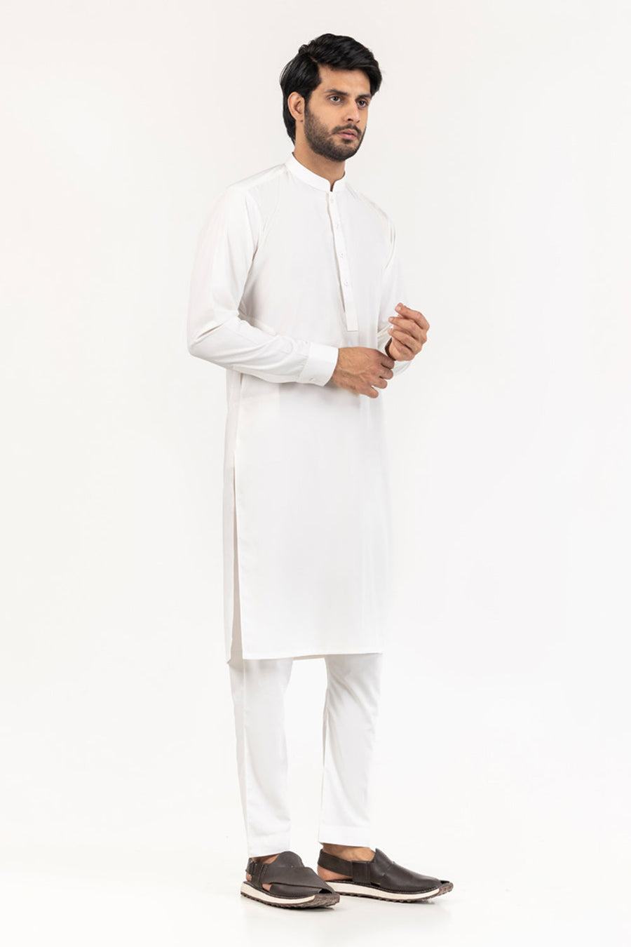 Sage Linen 2-Piece Kurta Set | Mandarin Collar