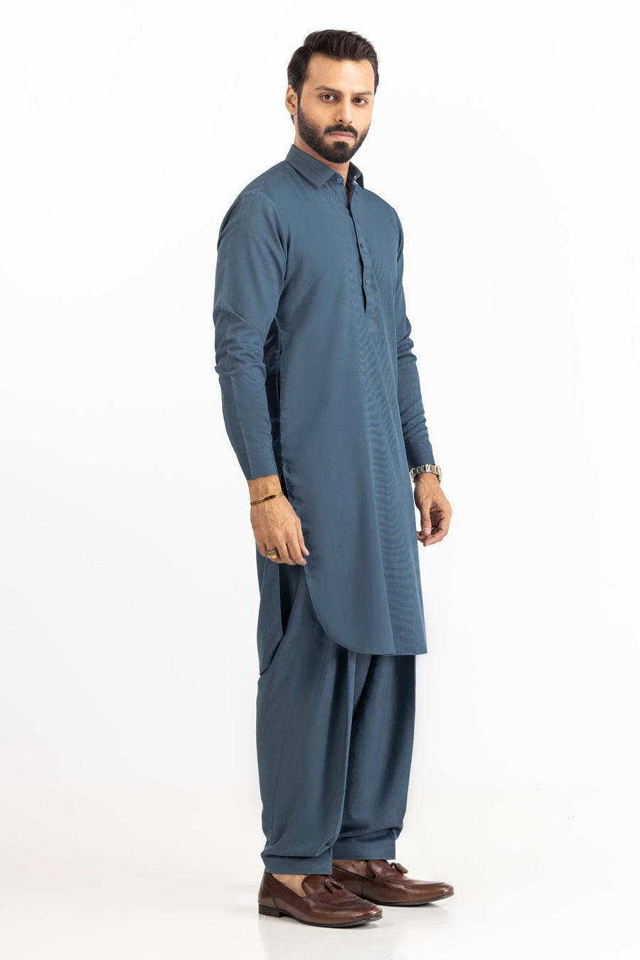 Sage Linen 2-Piece Kurta Set | Mandarin Collar