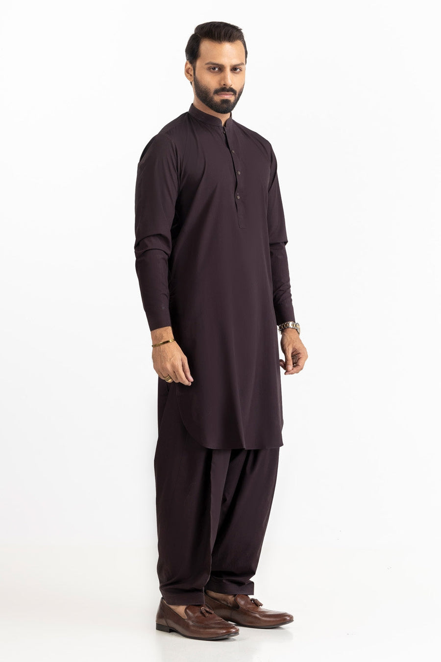 Midnight Navy Silk Blend 2-Piece Kurta | Classic Collar