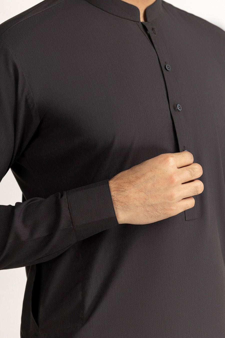 Midnight Navy Silk Blend 2-Piece Kurta | Classic Collar