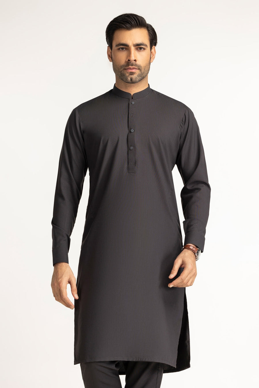 Midnight Navy Silk Blend 2-Piece Kurta | Classic Collar